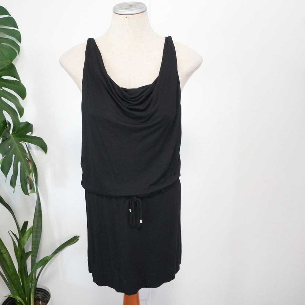 Diane von Furstenberg‎ Cowl Neck Dress Y2K 4 Black Sleeveless Blouson Jersey